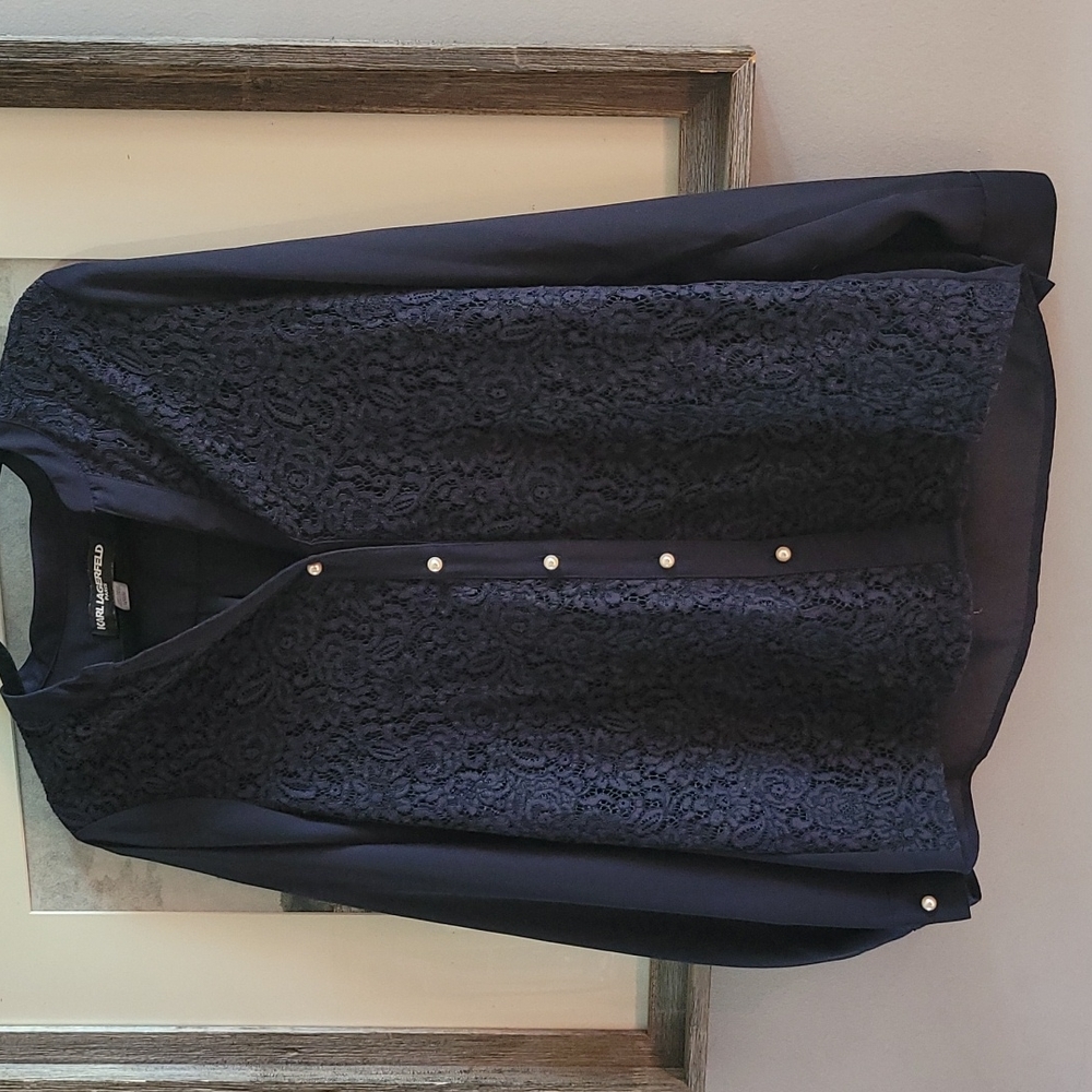 Karl Lagerfeld Lace and Pearl Blouse